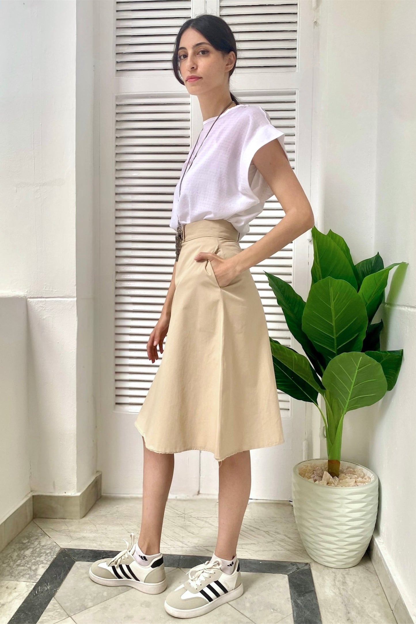 Flared Mid-Length Skirt