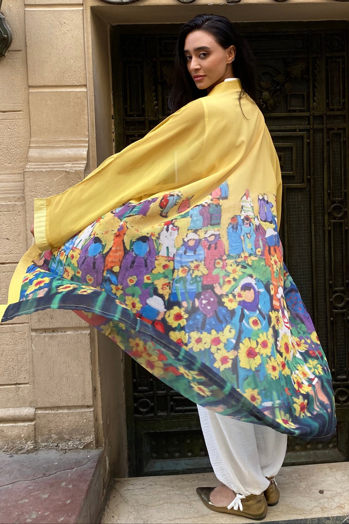 Sunflower Maxi Chiffon Kimono