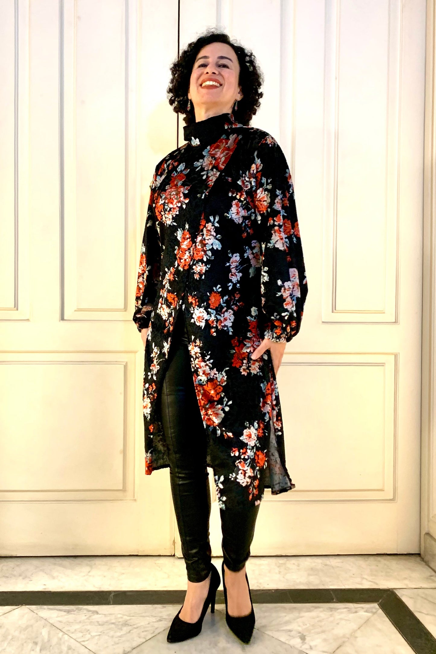 Floral Overlap Velvet Top