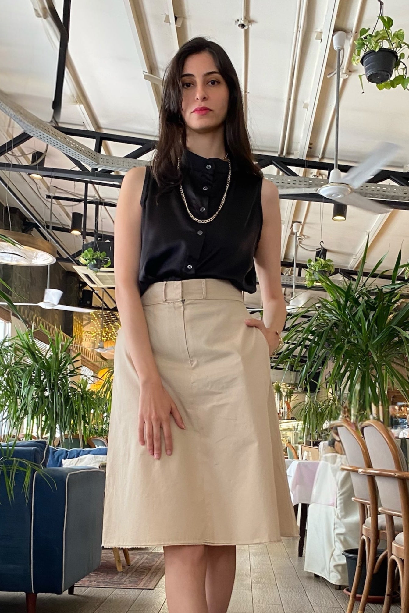 Flared Mid-Length Skirt