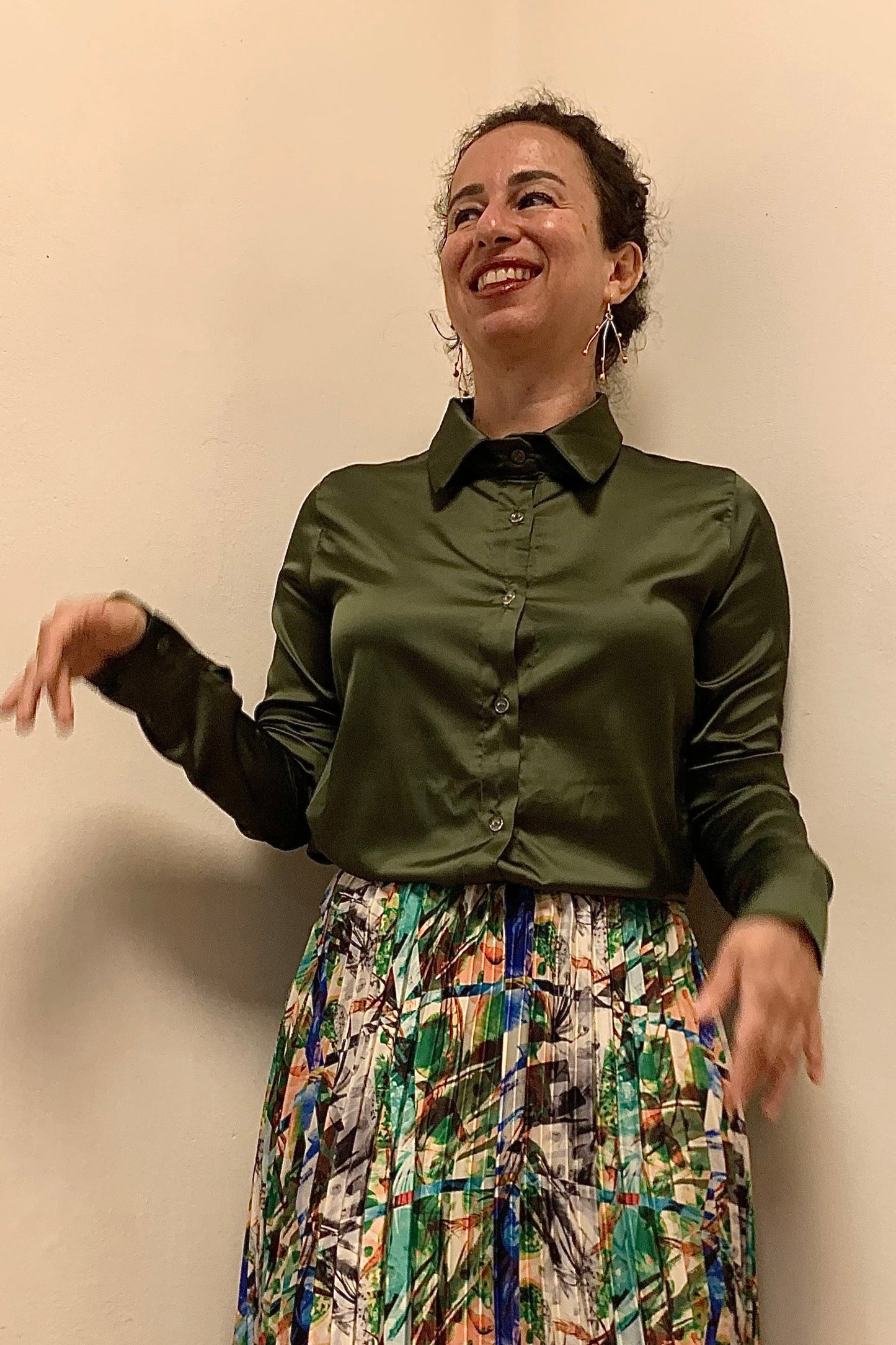 Olive Satin Blouse