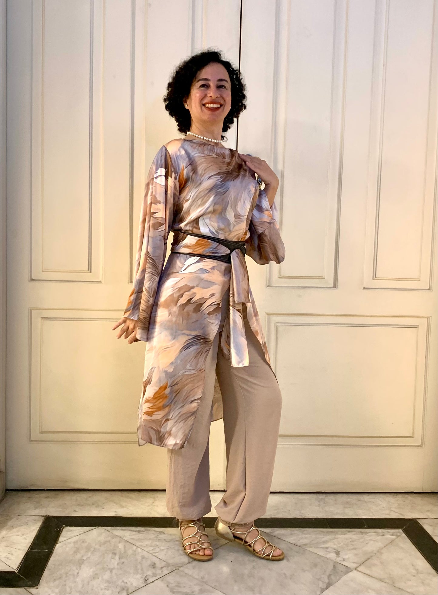 Beige Crêpe Sherwal