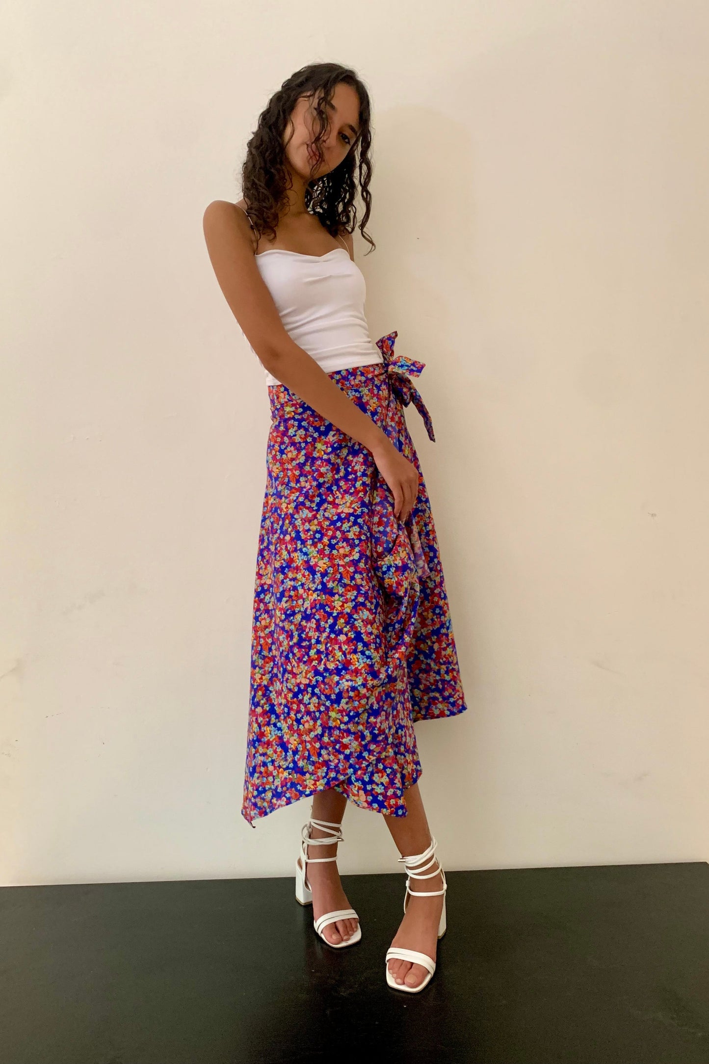 Blue Bouquet Wrap Skirt