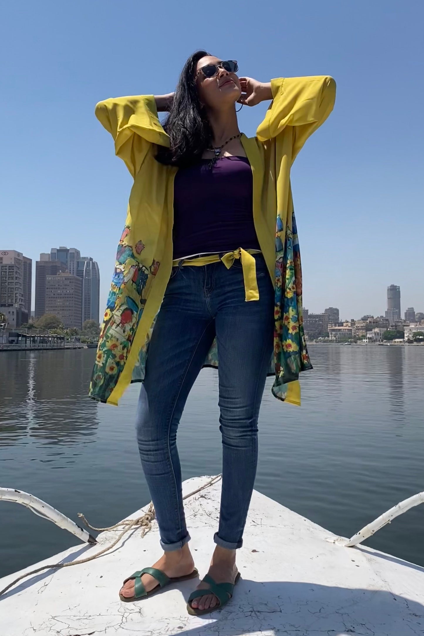 Sunflower Short Chiffon Kimono
