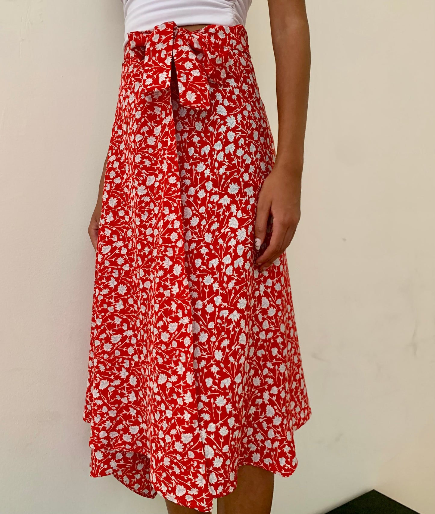 Minimal Scarlet Wrap Skirt