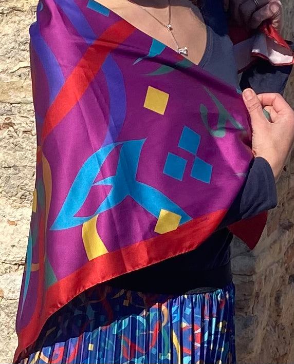 Calligraphy Scarf In purple