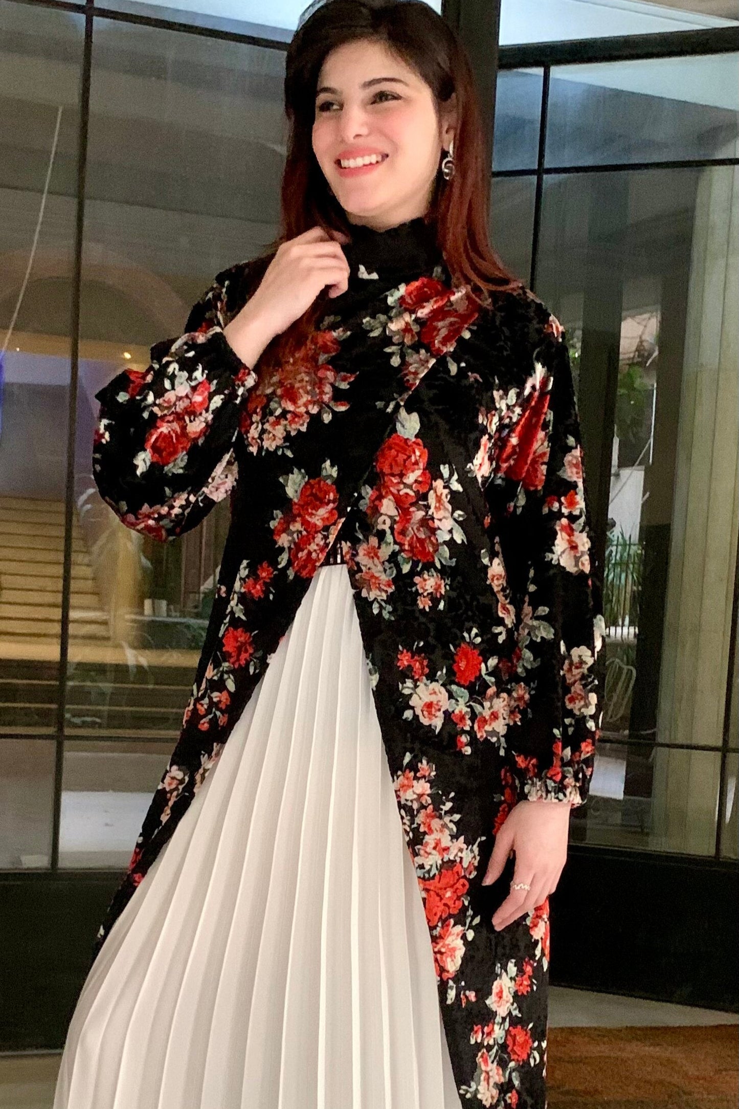 Floral Overlap Velvet Top