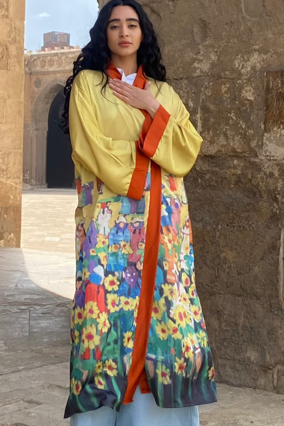 Sunflower Satin Kimono