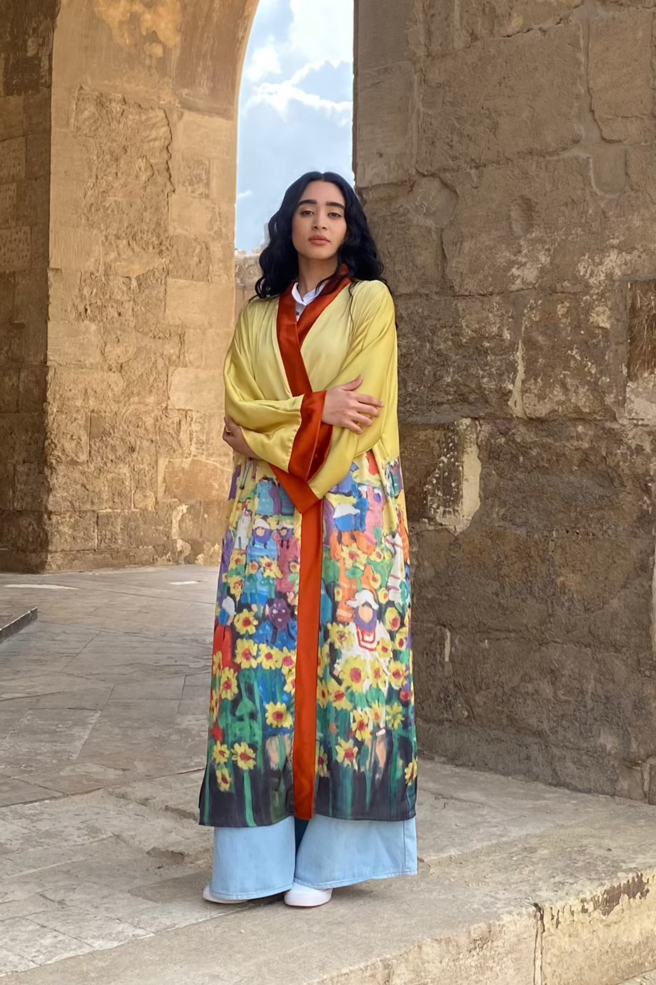 Sunflower Satin Kimono