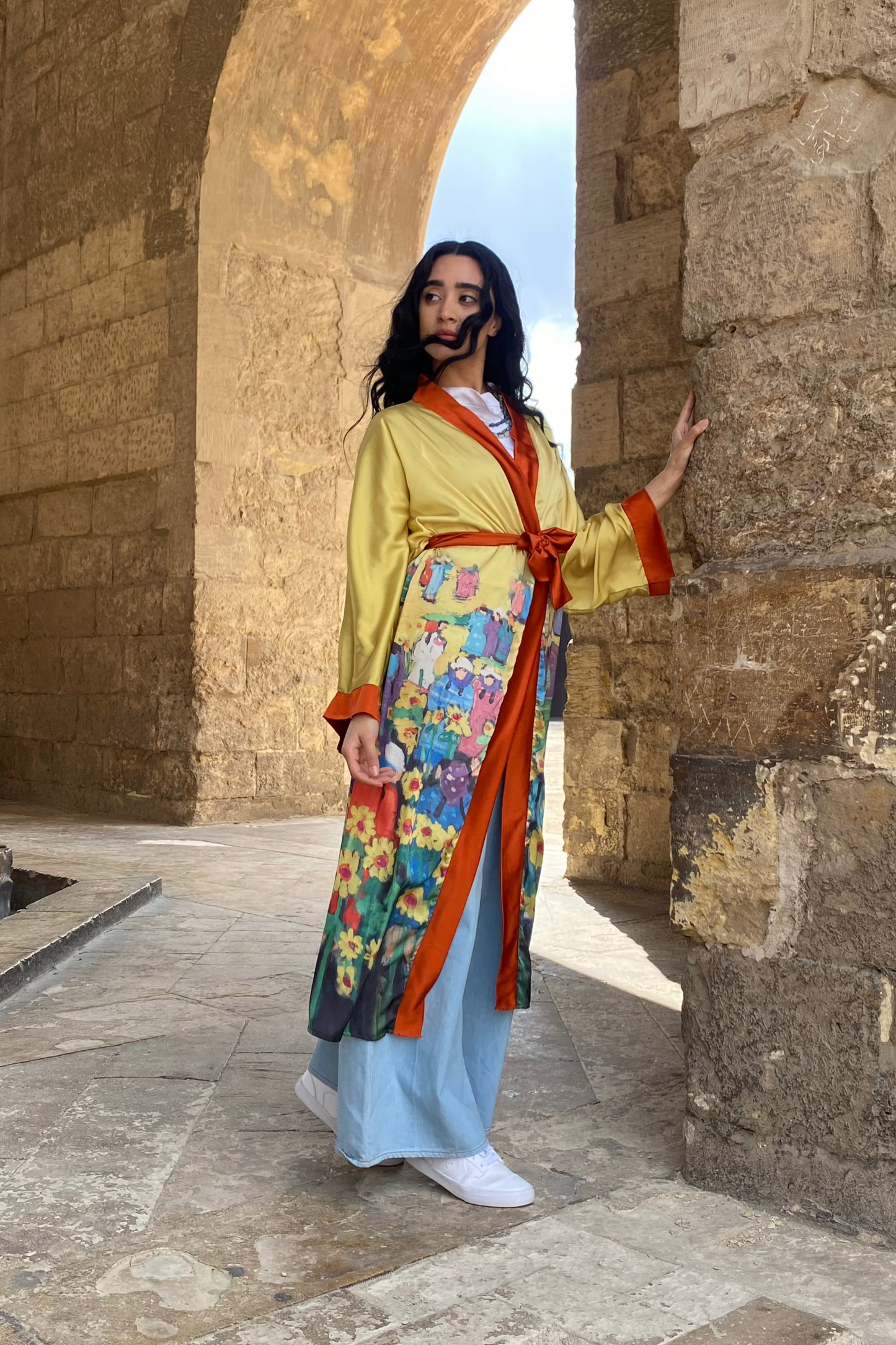 Sunflower Satin Kimono