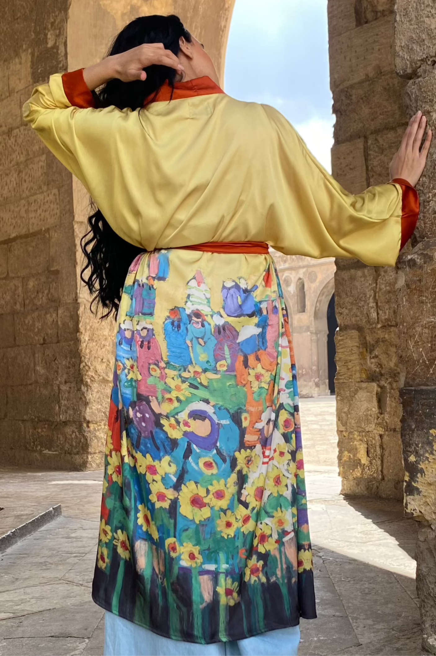 Sunflower Satin Kimono