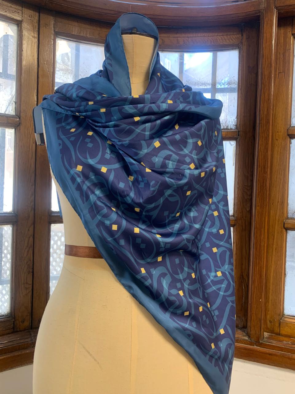 Calligraphy Scarf In blue