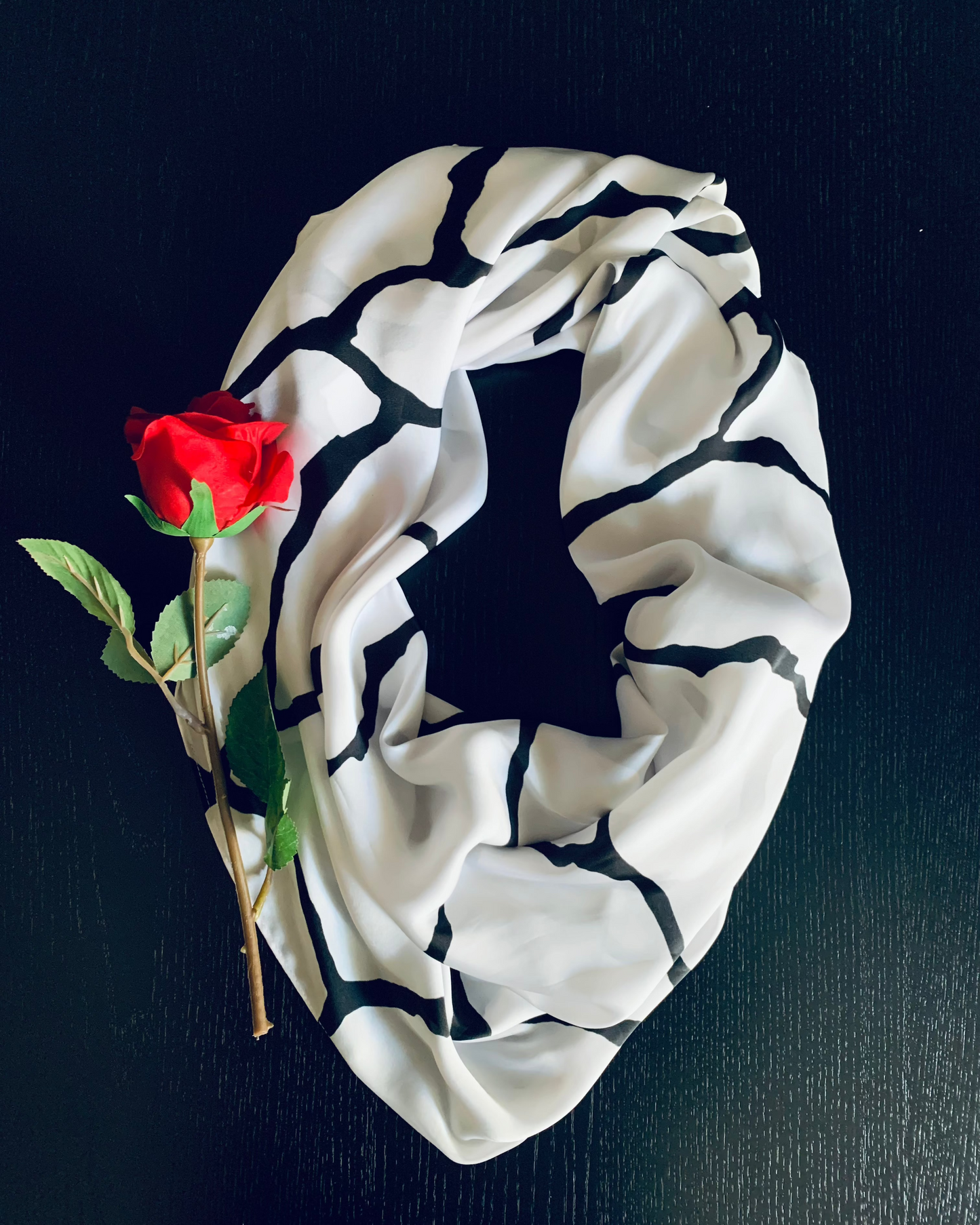 Black and White Satin Scarf