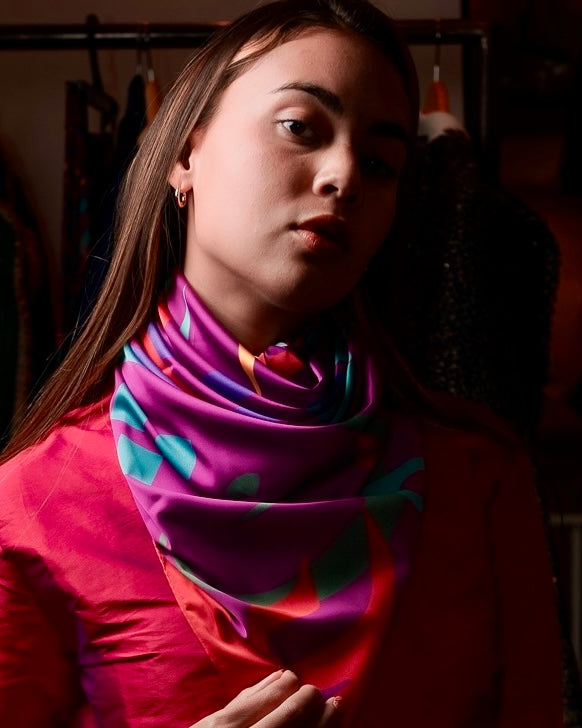 Calligraphy Scarf In purple