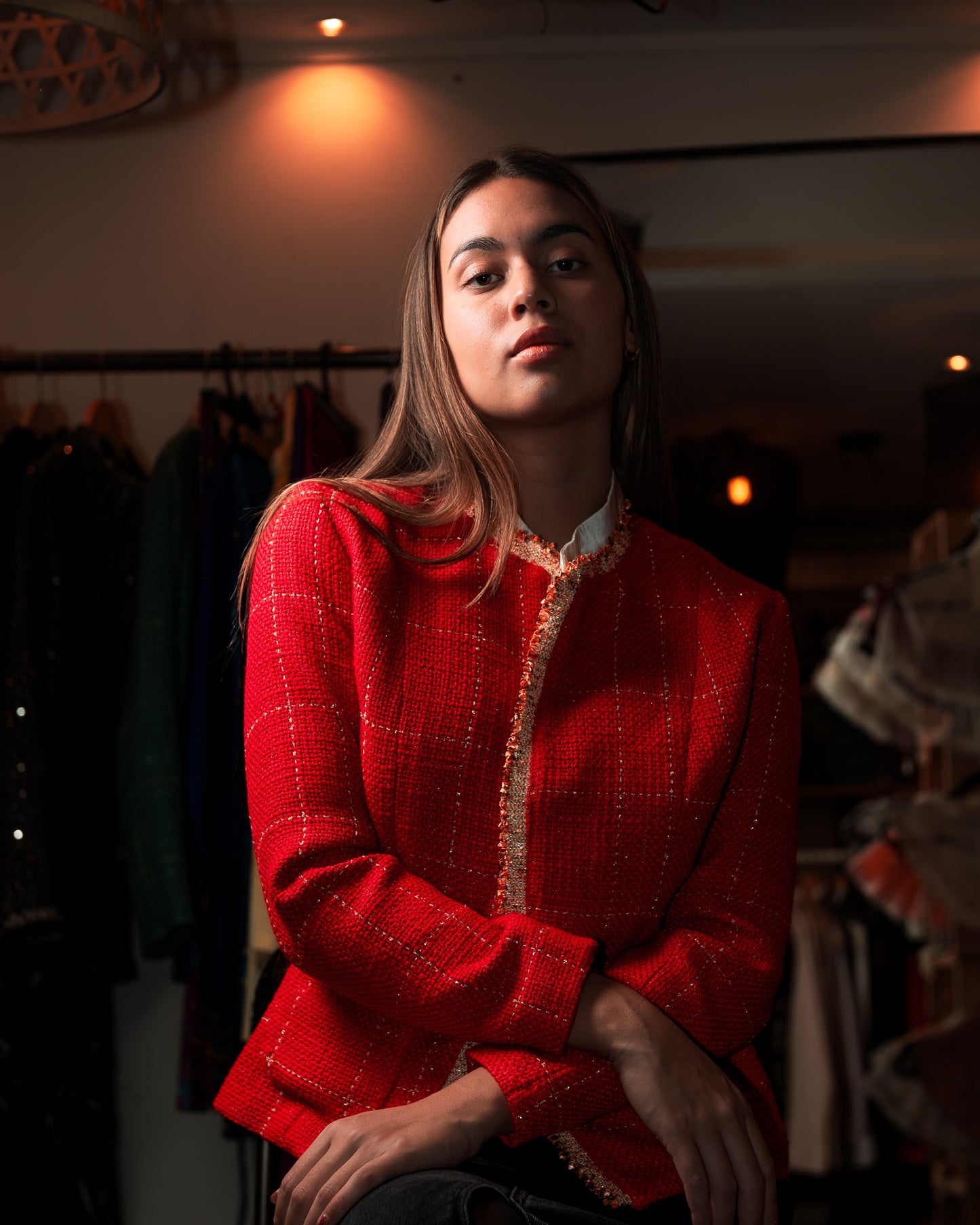Scarlet Red Tweed Blazer