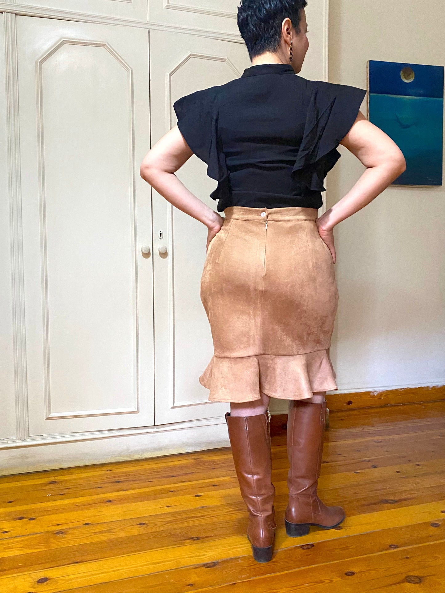 Hourglass Suede Skirt