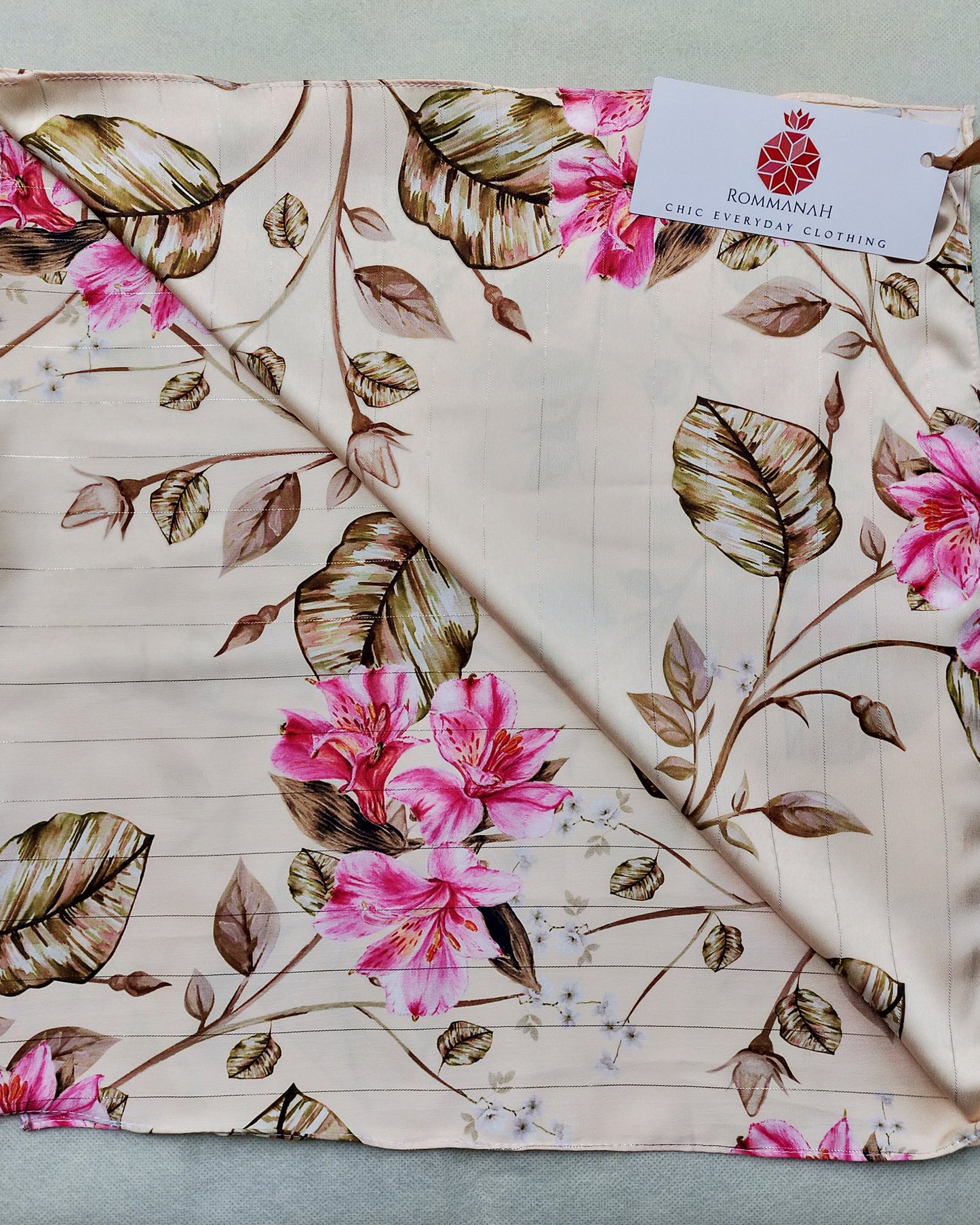 Beige-Rose Satin Scarf