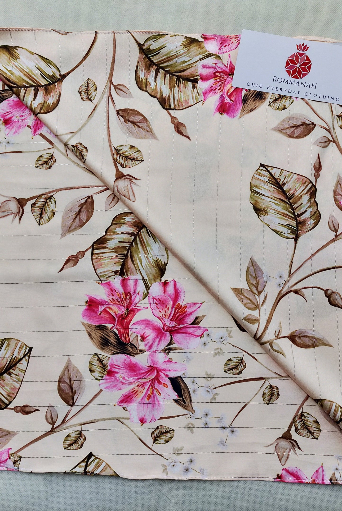Beige-Rose Satin Scarf