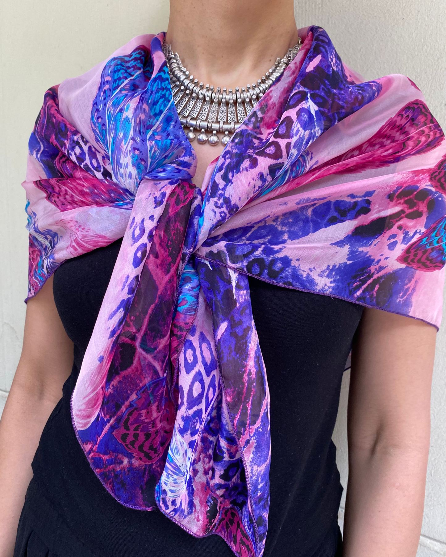 Butterfly Silk Chiffon Scarf
