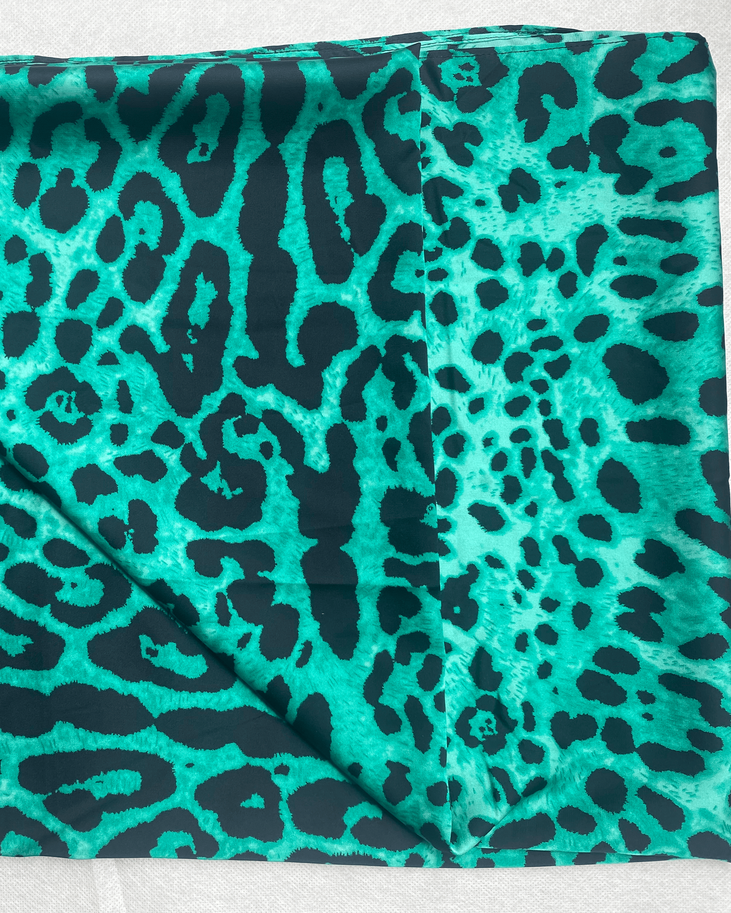 Green Leopard Satin Scarf