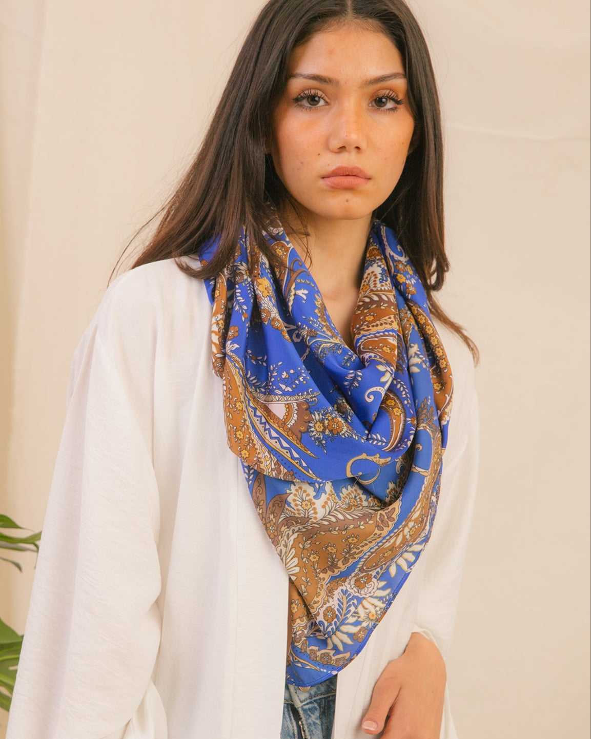Blue Satin Scarf