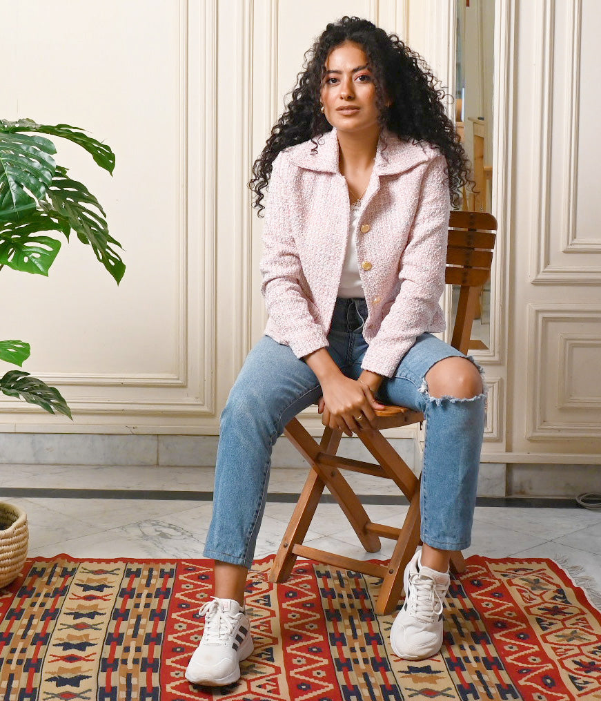 Rommanah Rose Tweed Blazer