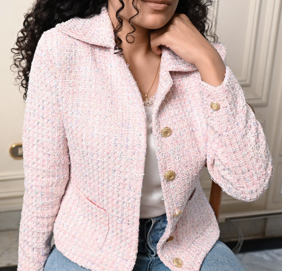 Rommanah Rose Tweed Blazer