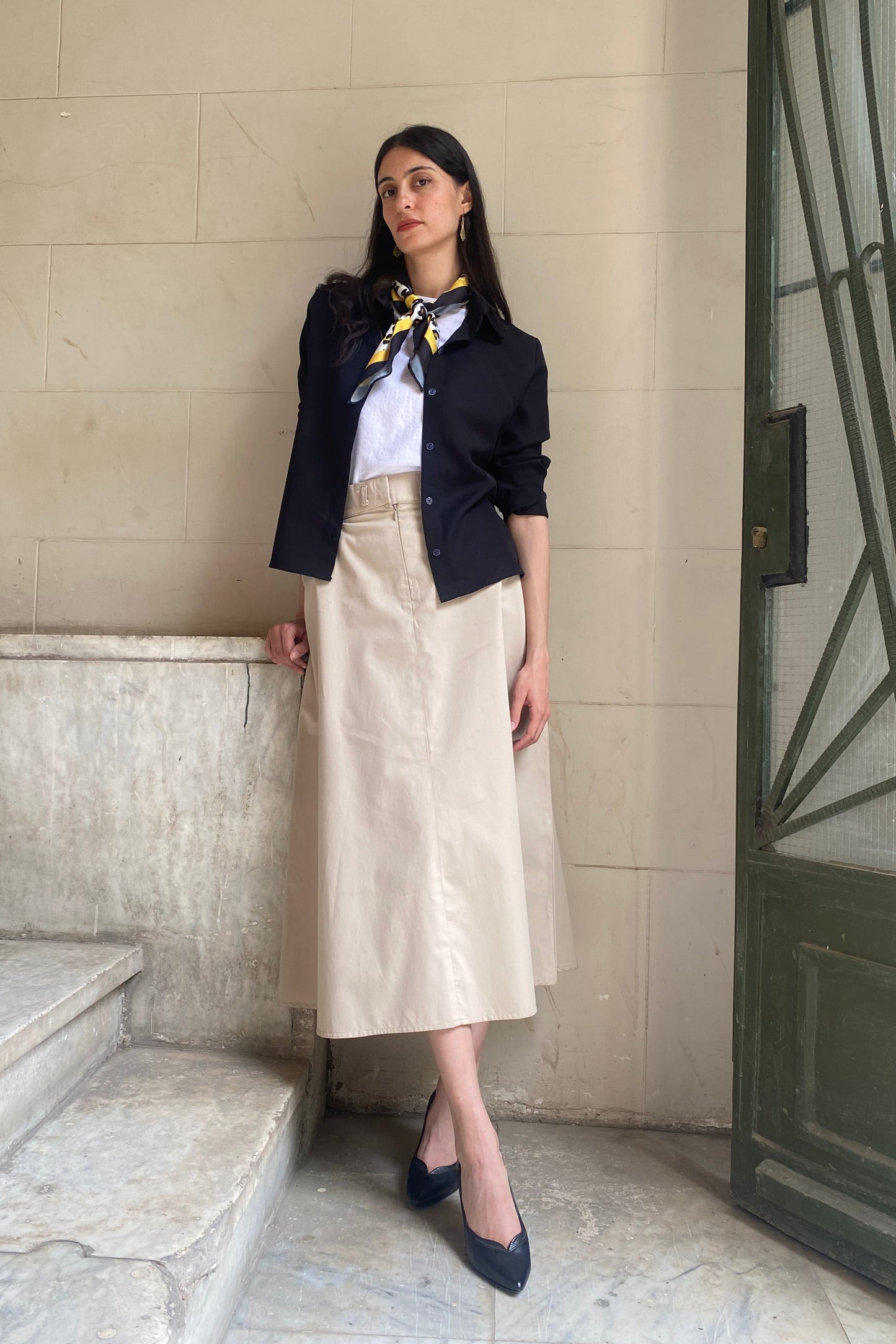 Coral-Mint Midi Skirt