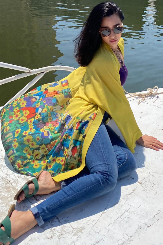 Sunflower Short Chiffon Kimono