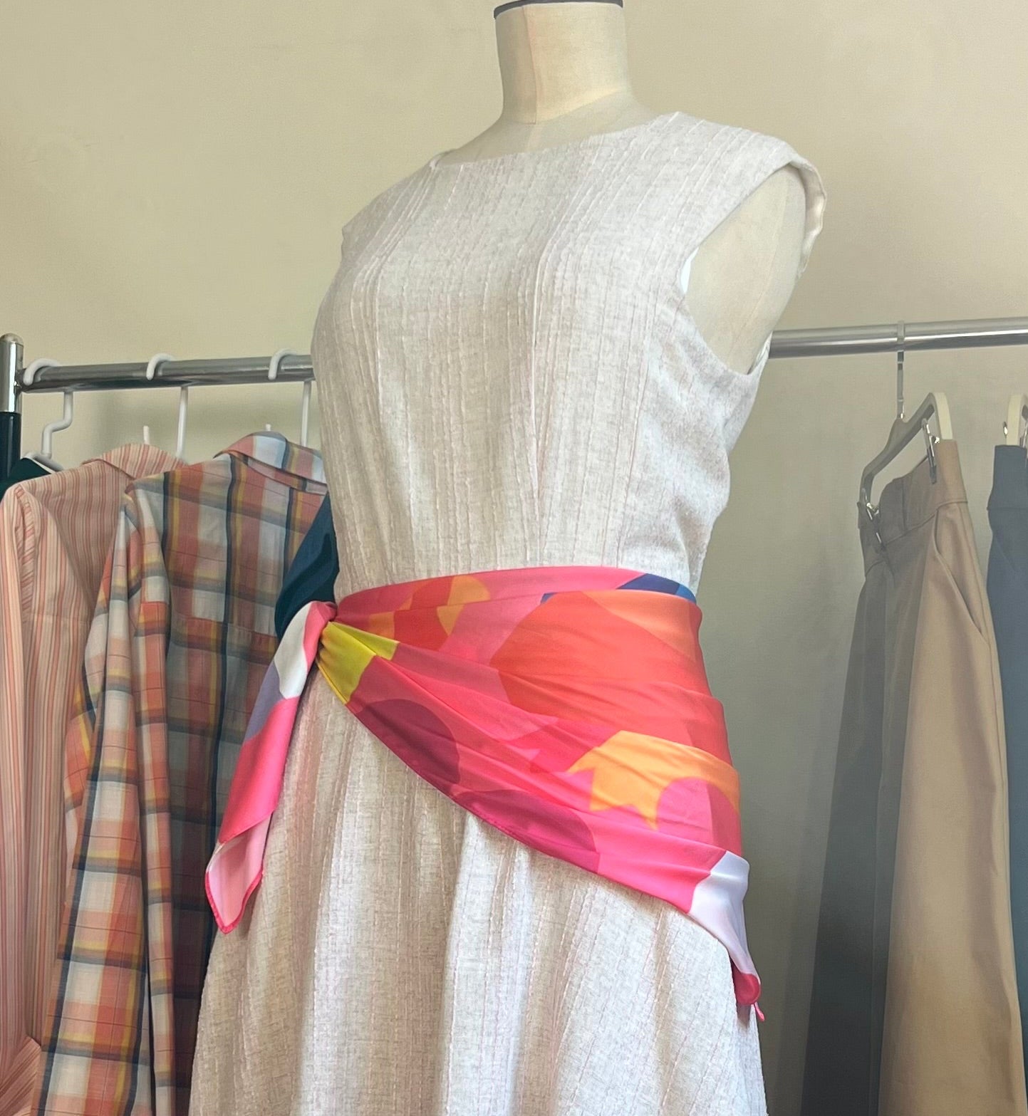 Abstract satin scarf
