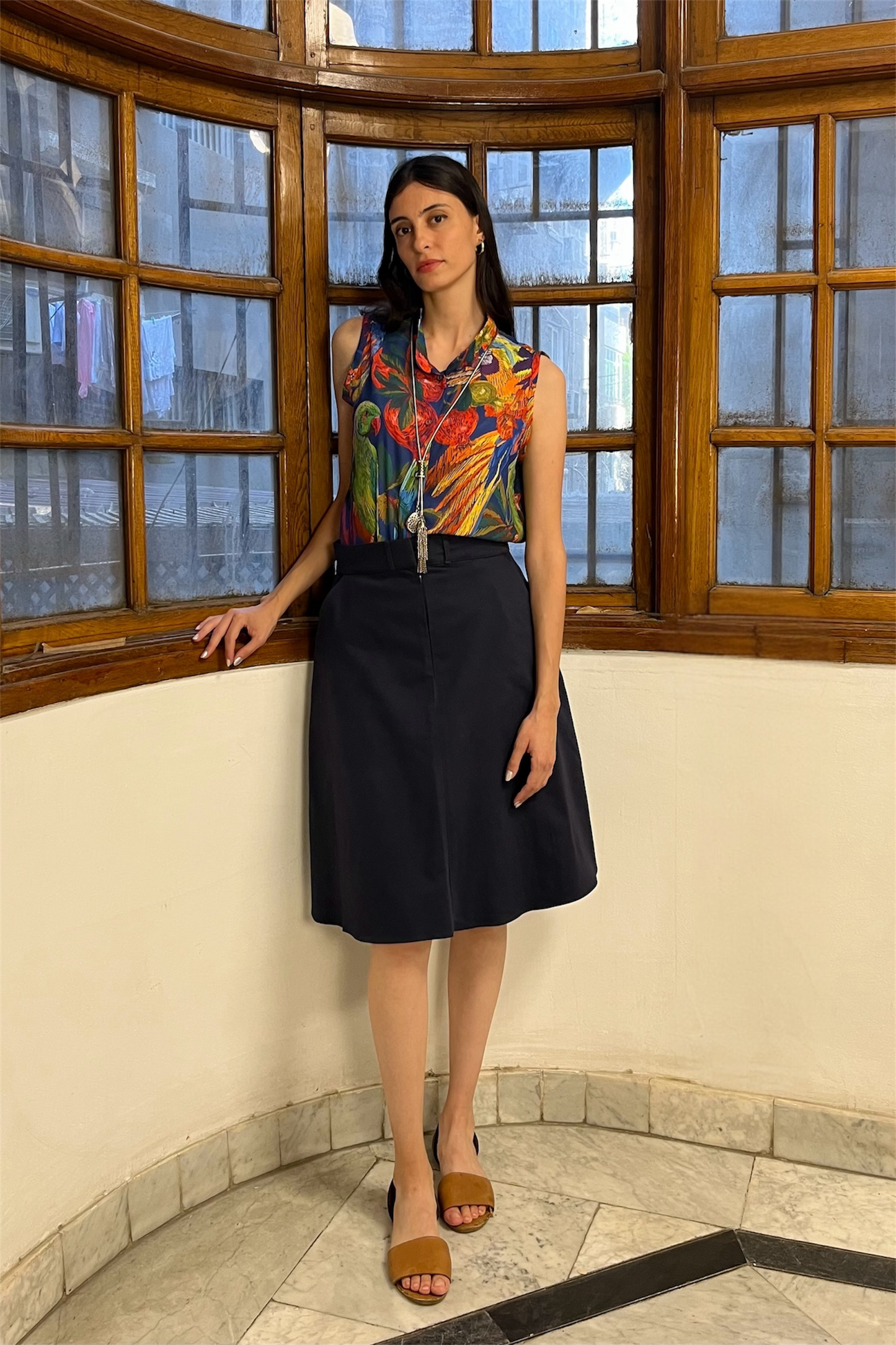 Gabardine Navy Skirt