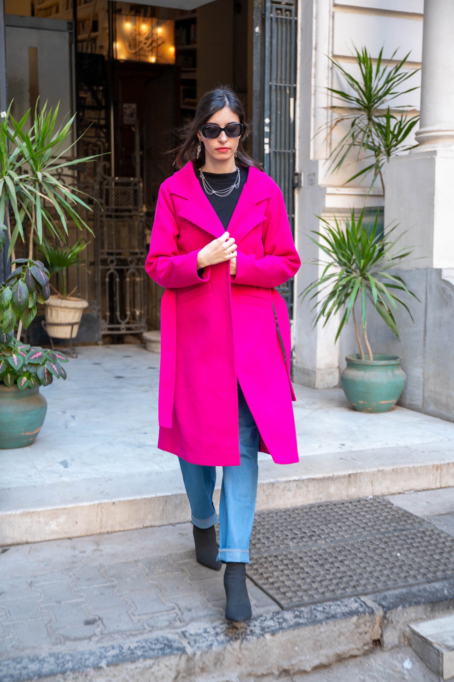 The Minimalist Coat in Magenta