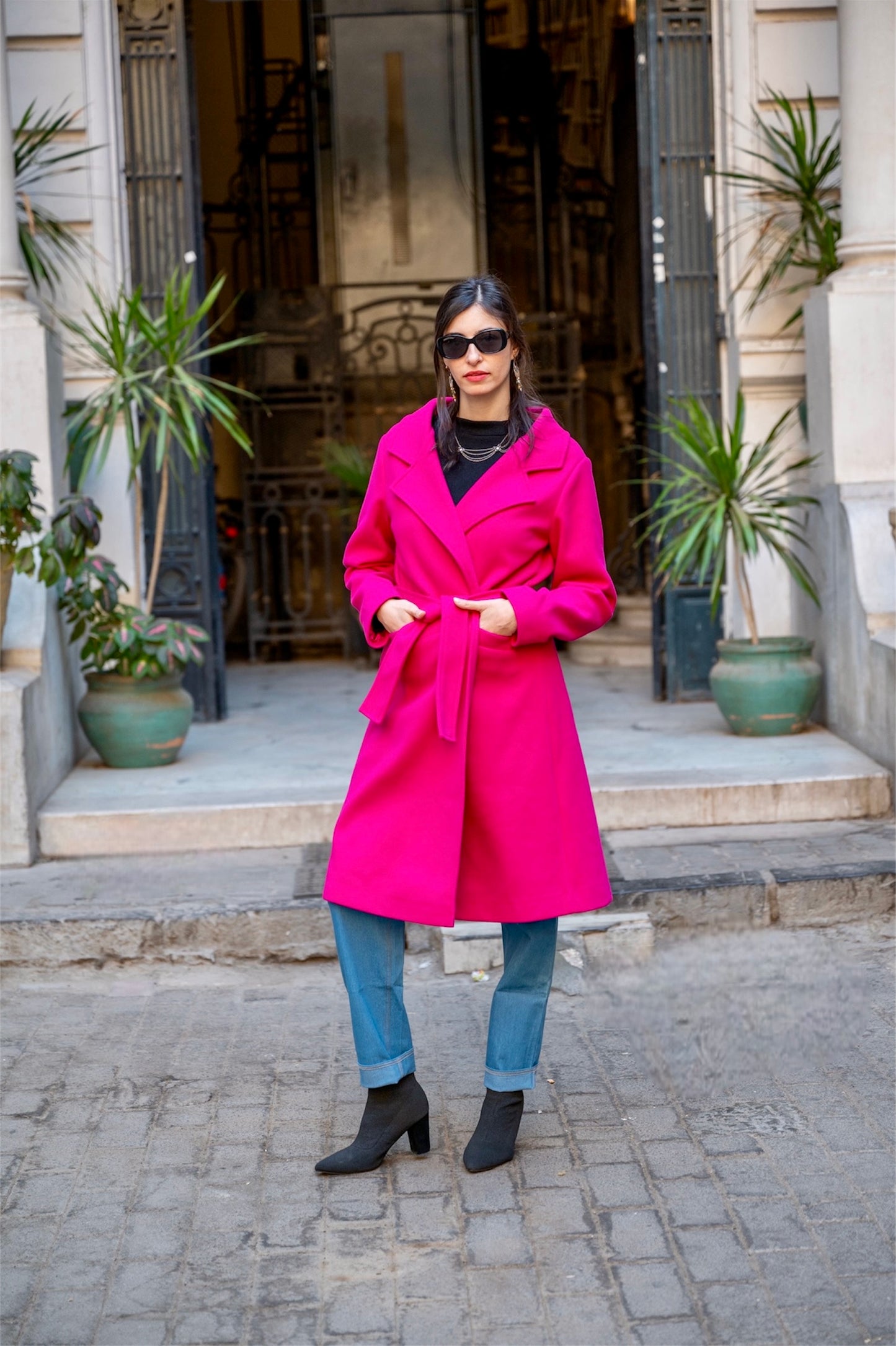 The Minimalist Coat in Magenta