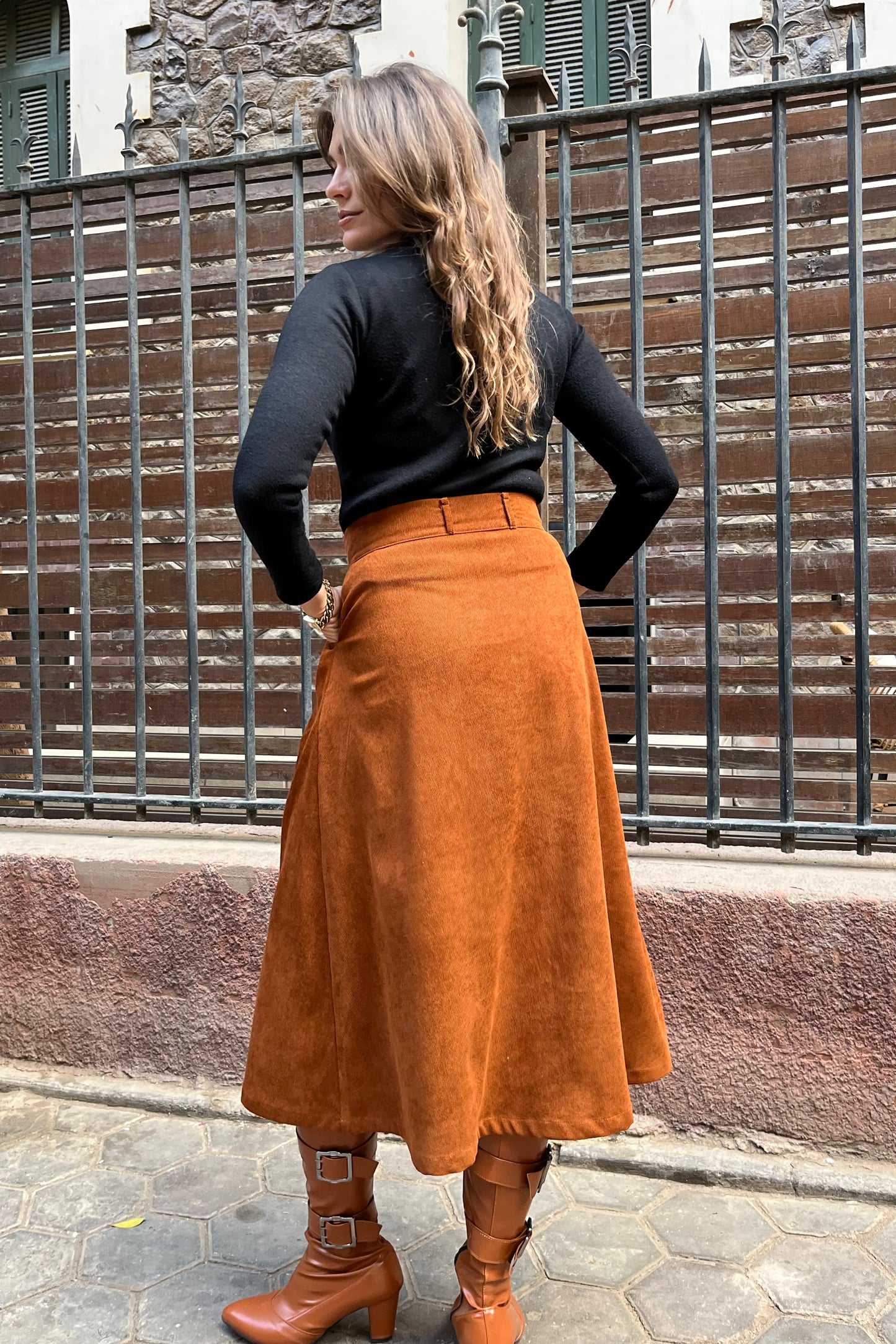 Mahogany Corduroy Skirt