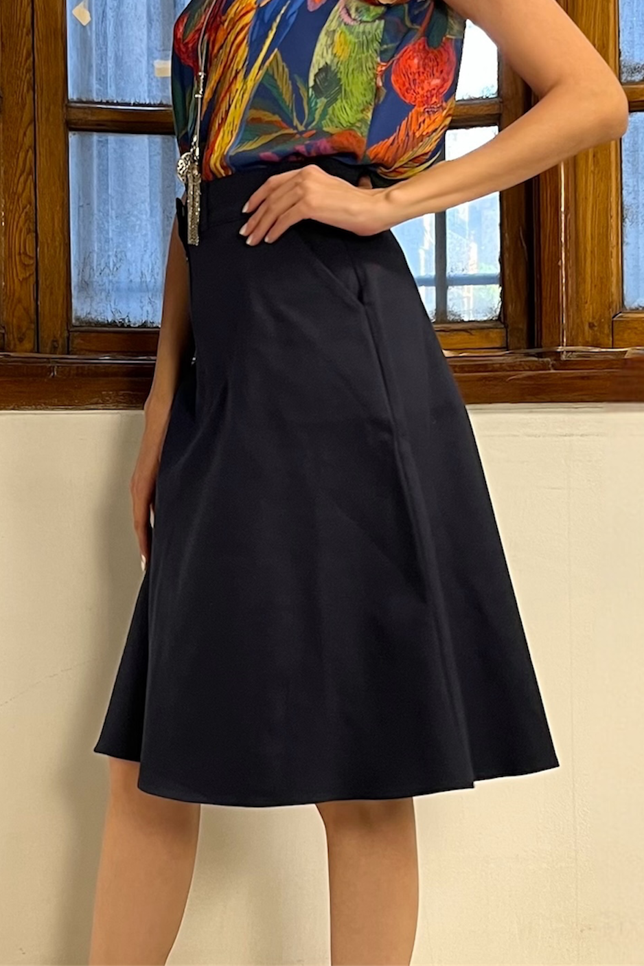 Gabardine Navy Skirt