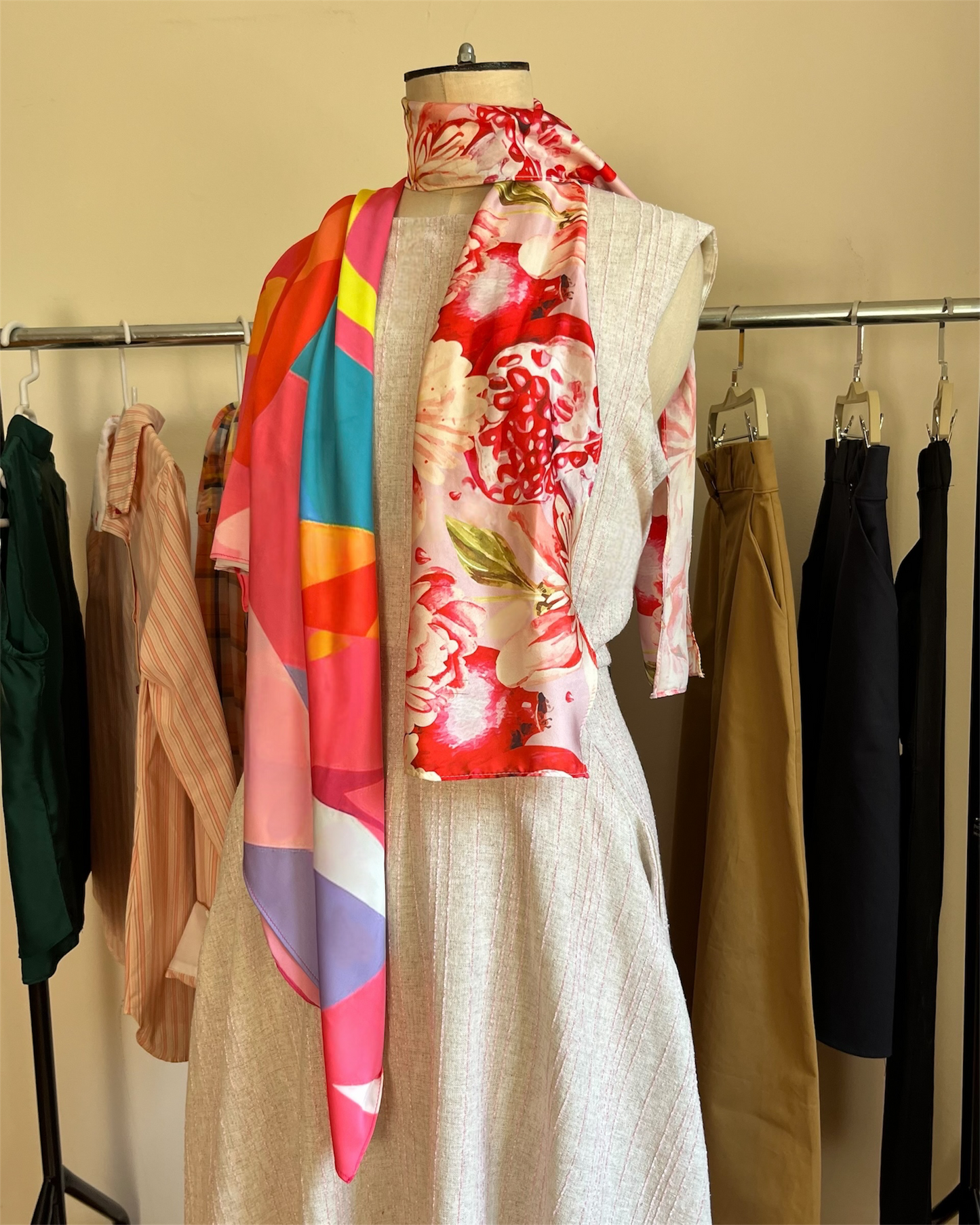 Abstract satin scarf