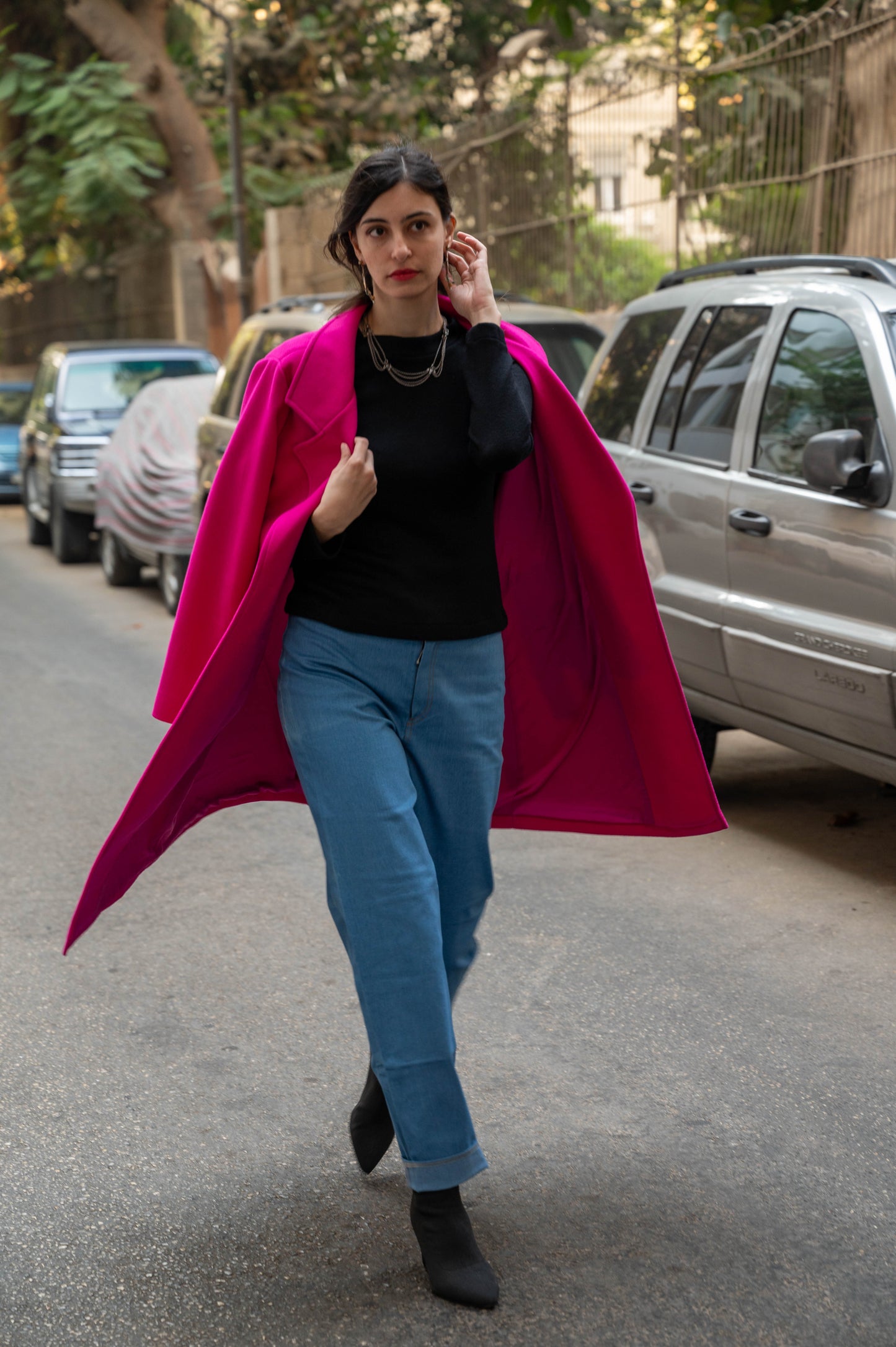 The Minimalist Coat in Magenta