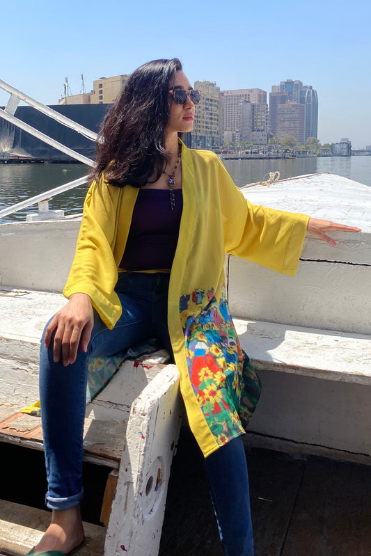 Sunflower Short Chiffon Kimono