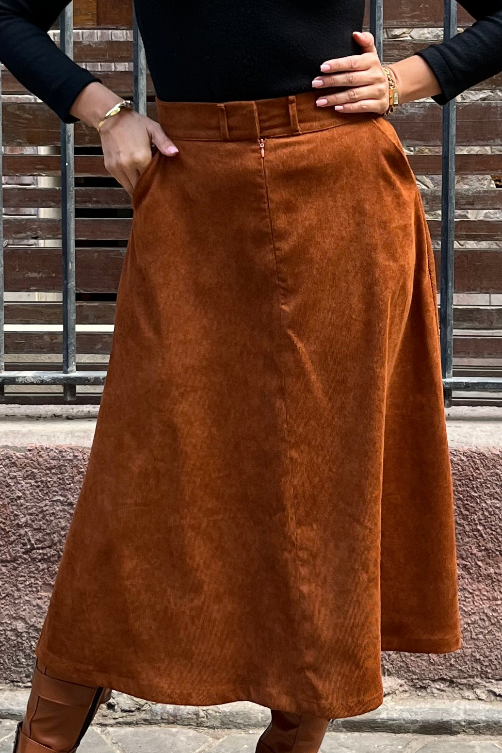 Mahogany Corduroy Skirt