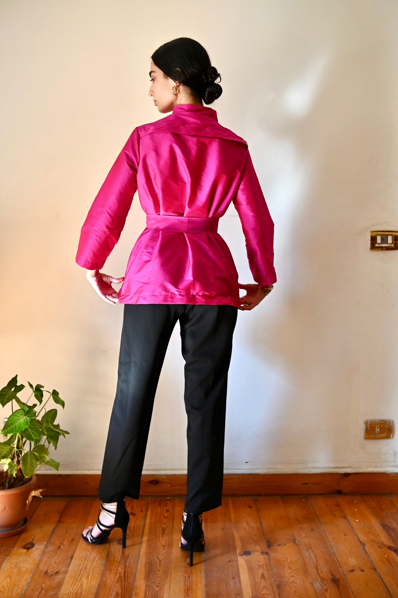 Fuschia Taffeta Kimono