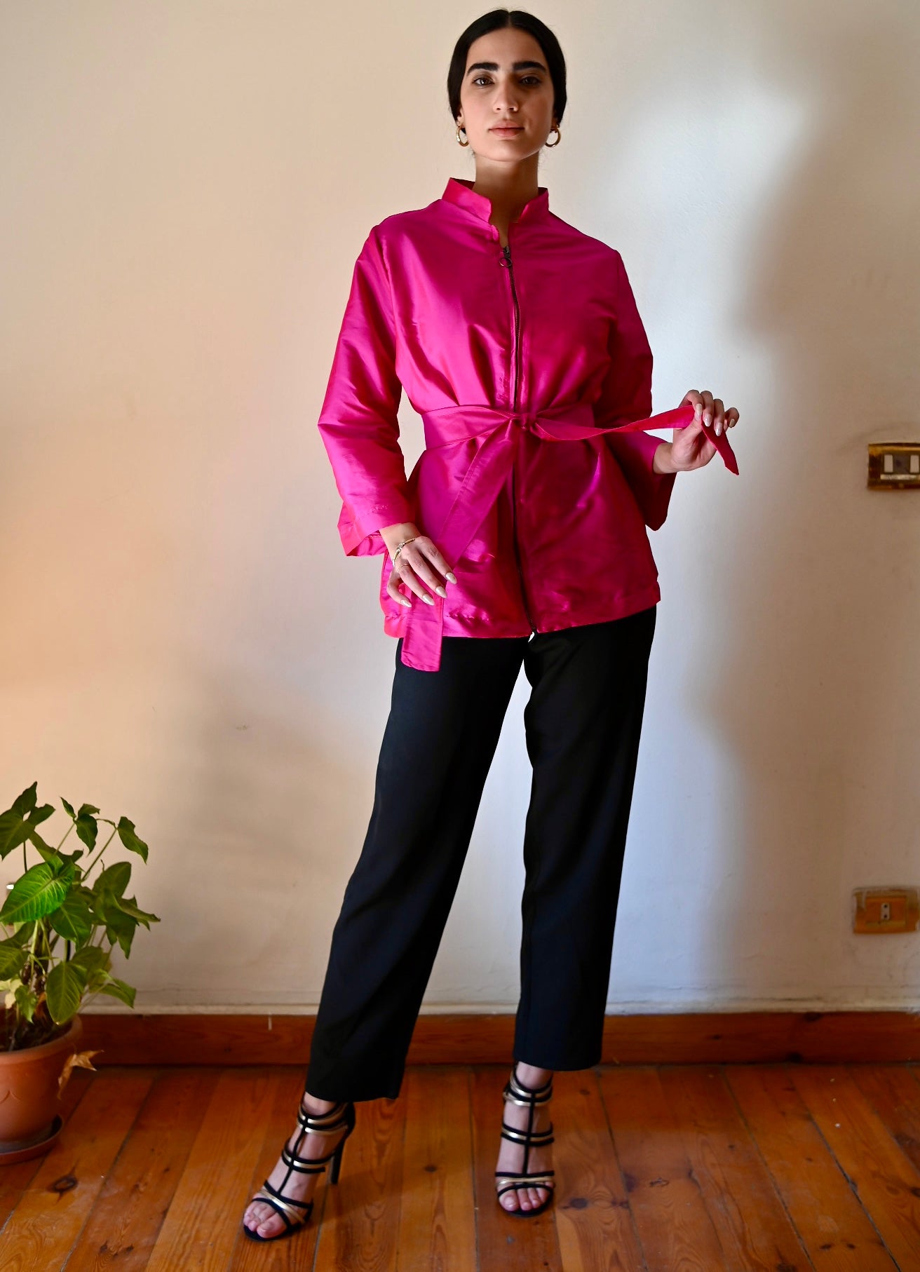 Fuschia Taffeta Kimono