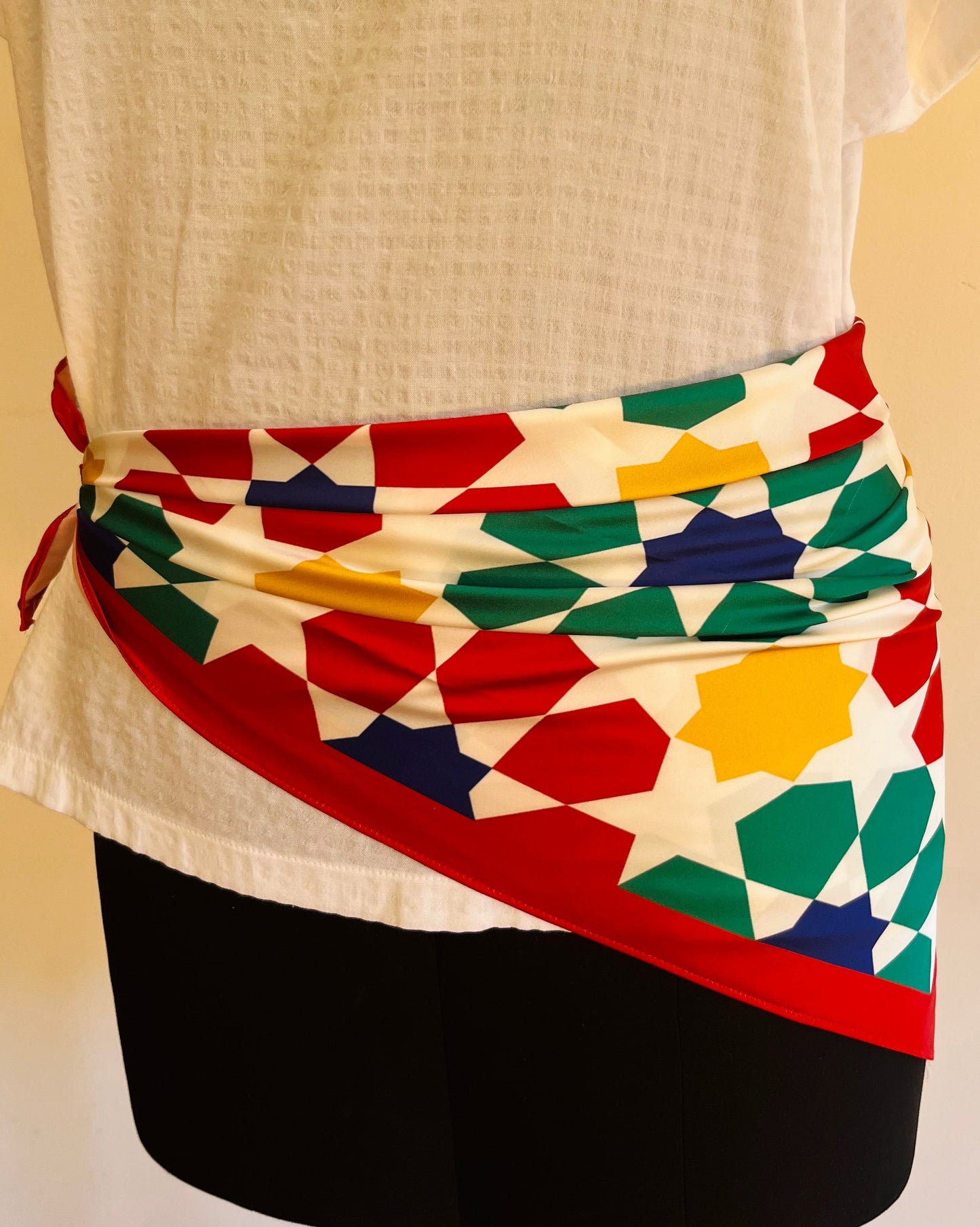 Geometric Pattern Satin Scarf