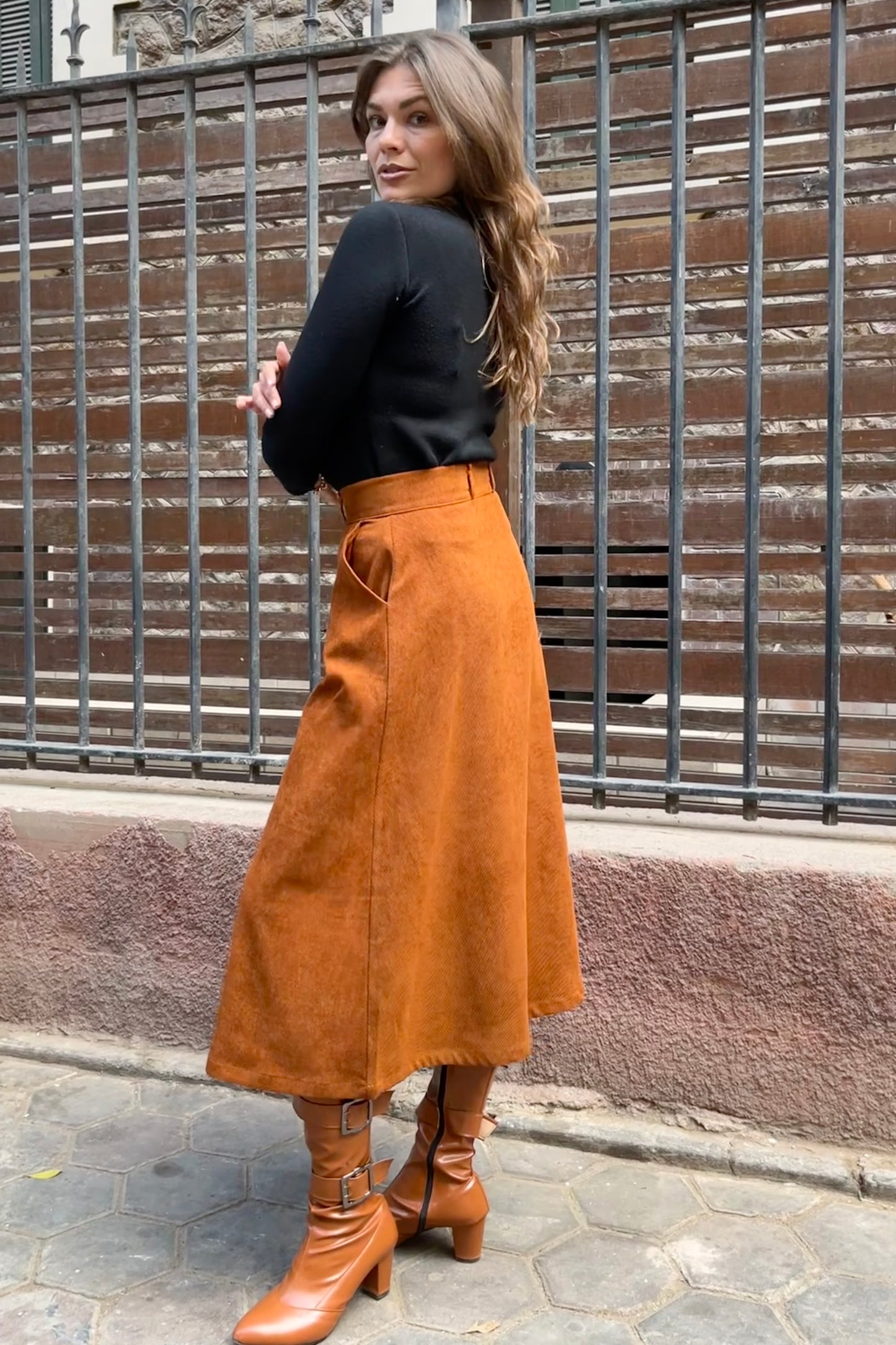 Mahogany Corduroy Skirt