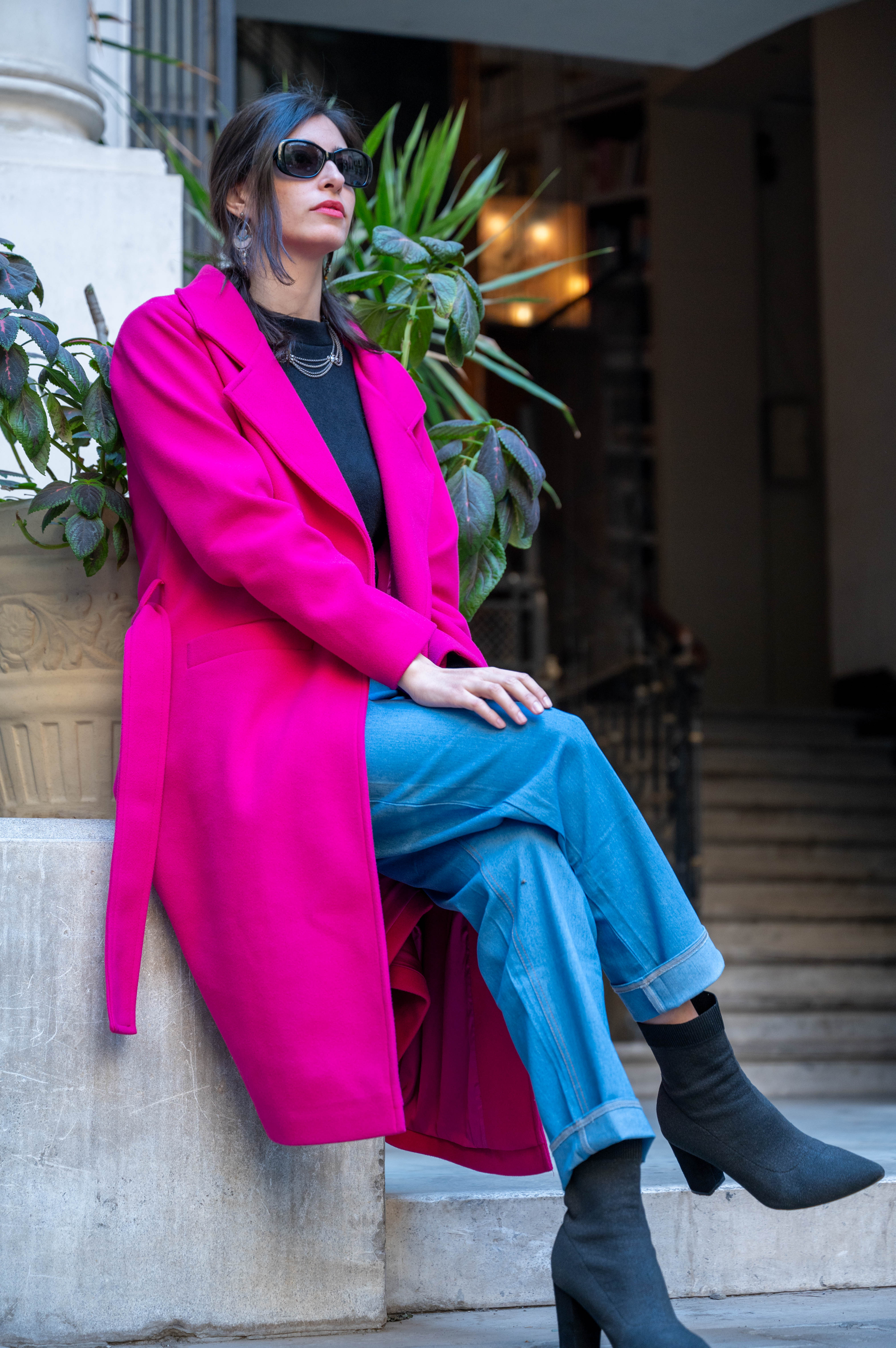 The Minimalist Coat in Magenta