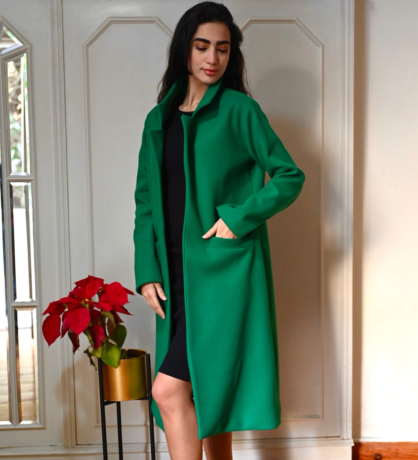 The Minimalist Coat in Emerald Green