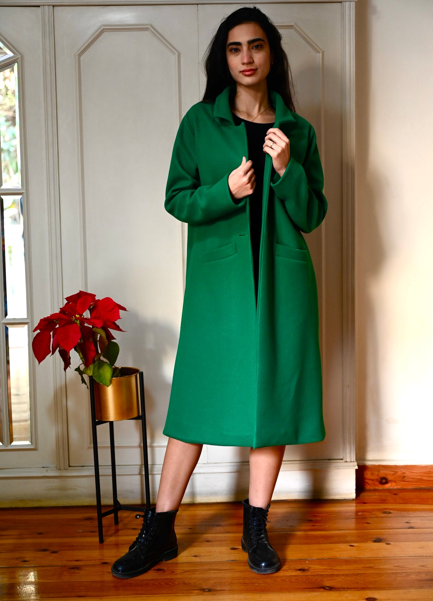 The Minimalist Coat in Emerald Green