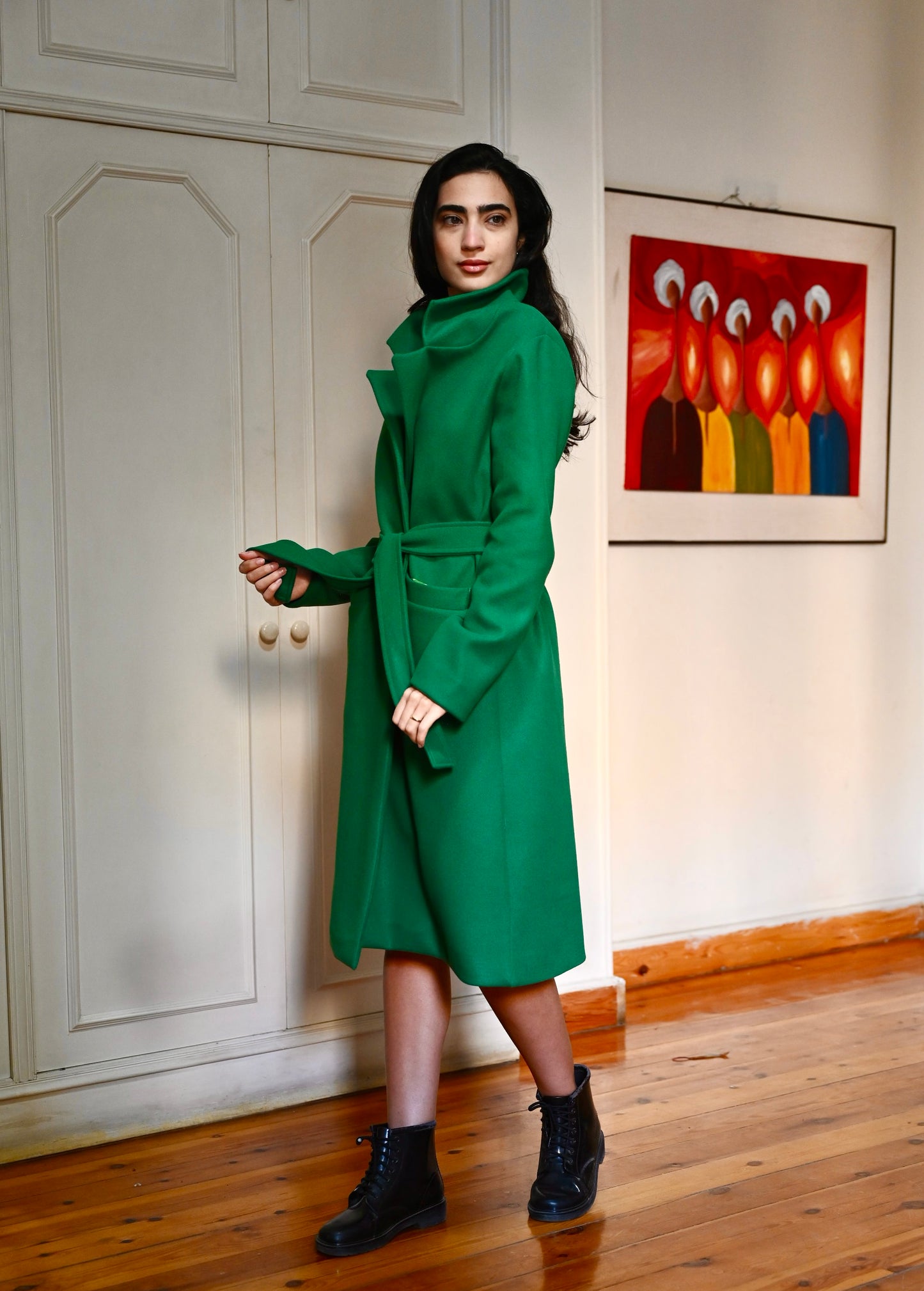 The Minimalist Coat in Emerald Green