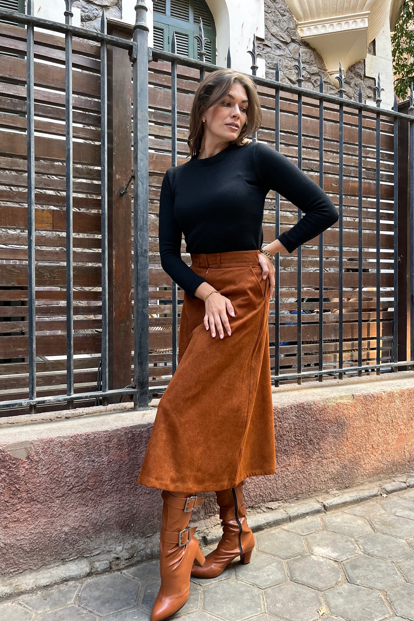 Mahogany Corduroy Skirt