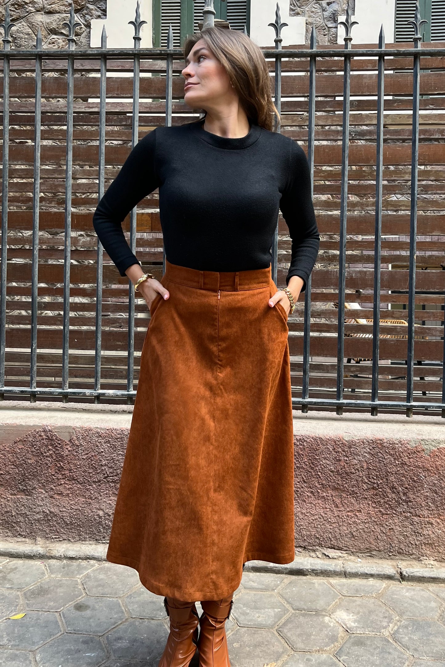 Mahogany Corduroy Skirt