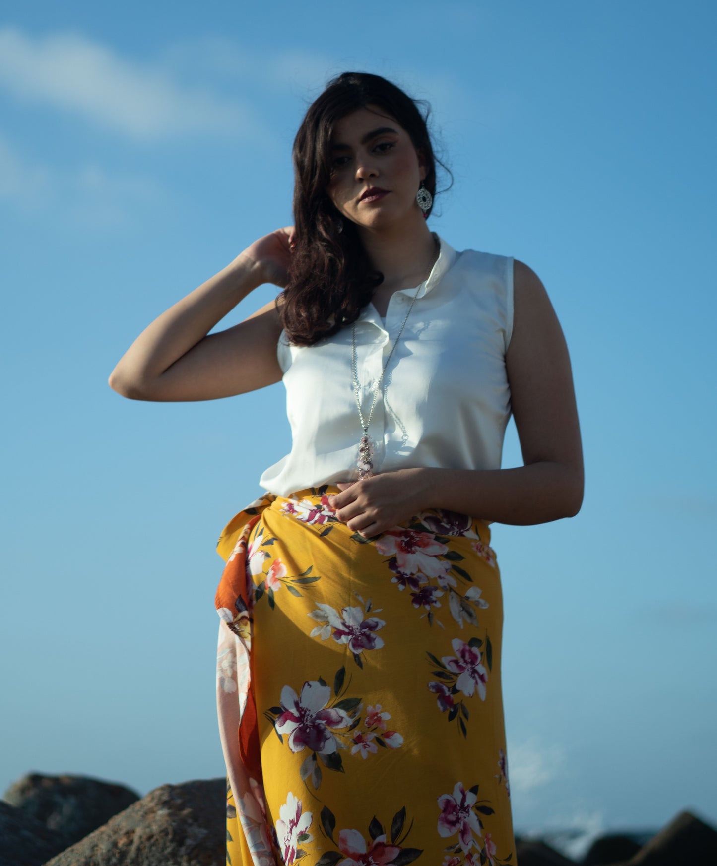 Summer Satin Blouse in White